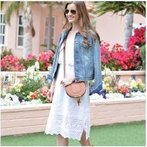 J. CREW White Tiered Eyelet Midi Dress Sz 12P